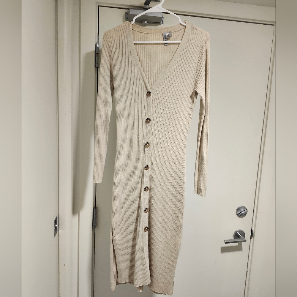 Cream Button Knit Dress